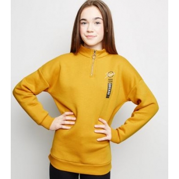 Girls Mustard Chicago Slogan Longline Sweatshirt