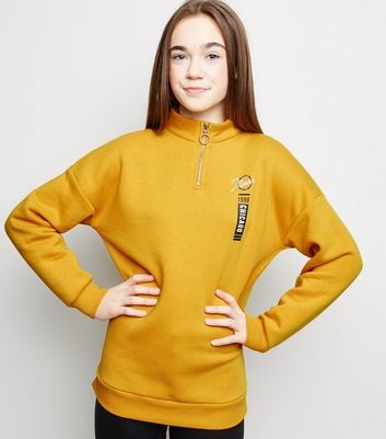 Girls Mustard Chicago Slogan Longline Sweatshirt