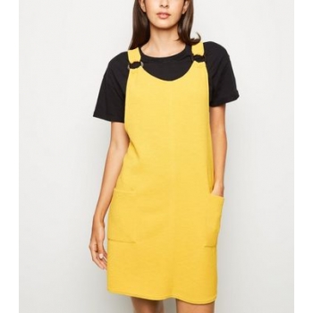 Mustard Crepe Resin Ring Pinafore Dress