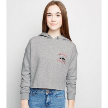 Girls Grey Nevada Valley Slogan Hoodie