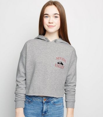 Girls Grey Nevada Valley Slogan Hoodie