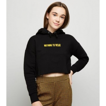 Girls Black Nothing To Wear Slogan Hoodie