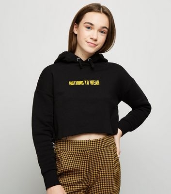 Girls Black Nothing To Wear Slogan Hoodie