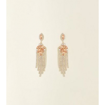 Gold Premium Diamanté Chandelier Chain Earrings