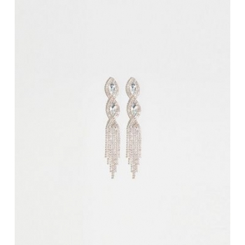 Clear Premium Gem Twist Chandelier Earrings