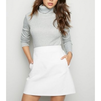 White Corduroy Pocket Side Mini Skirt