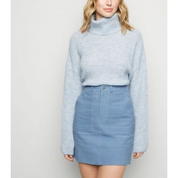 Pale Blue Utility Pocket Corduroy Mini Skirt