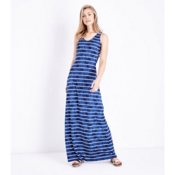 Mela Blue Tie Dye Zig Zag Maxi Dress