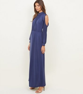 Mela Navy Cold Shoulder Maxi Dress