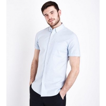 Pale Blue Short Sleeve Muscle Fit Oxford Shirt