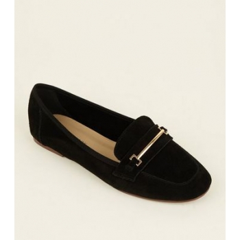 Black Suede Front Bar Loafers