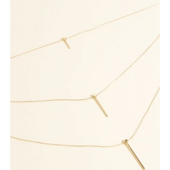 WANTED Gold Stick Pendant Layered Necklace