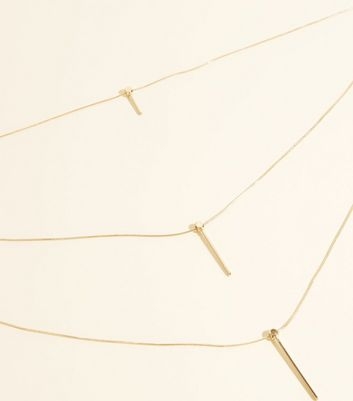 WANTED Gold Stick Pendant Layered Necklace