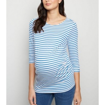 Maternity Blue Stripe 3/4 Sleeve Top