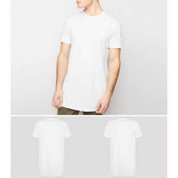 2 Pack White Short Sleeve Longline T-Shirts