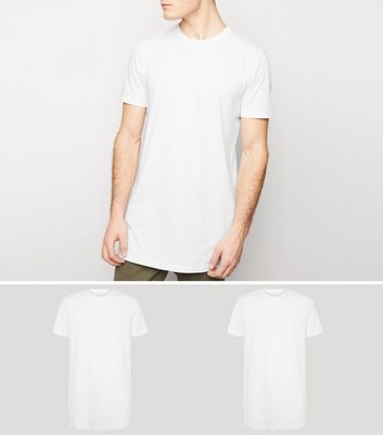 2 Pack White Short Sleeve Longline T-Shirts