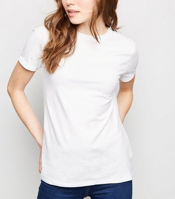 White Organic Cotton Roll Sleeve T-Shirt