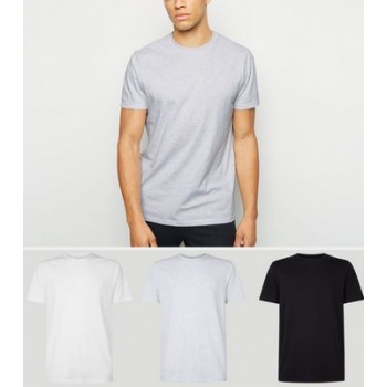 3 Pack Black White and Grey Crew Neck T-Shirts