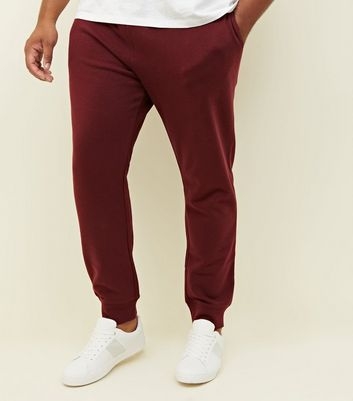 Plus Size Burgundy Ribbed Cuffed Joggers