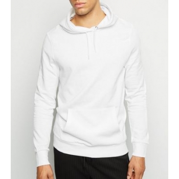 White Pocket Front Long Sleeve Hoodie