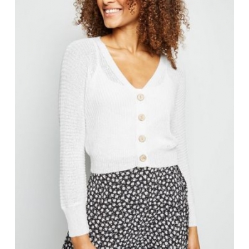 Cream Pointelle Knit Crop Cardigan