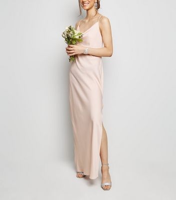 Pale Pink Cowl Neck Maxi Dress