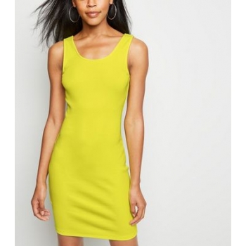 Green Neon Ribbed Bodycon Dress