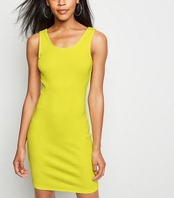 Green Neon Ribbed Bodycon Dress