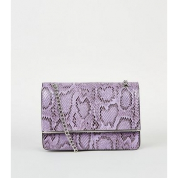 Lilac Faux Snake Chain Shoulder Bag