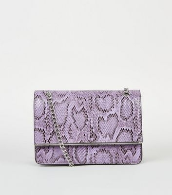 Lilac Faux Snake Chain Shoulder Bag