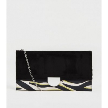 Black Neon Zebra Print Clutch Bag