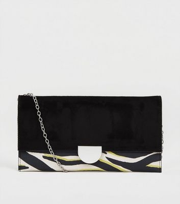 Black Neon Zebra Print Clutch Bag