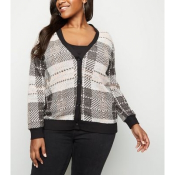 Curves Pink Check Cardigan