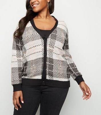 Curves Pink Check Cardigan