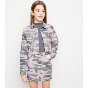 Girls Lilac Camo Denim Jacket