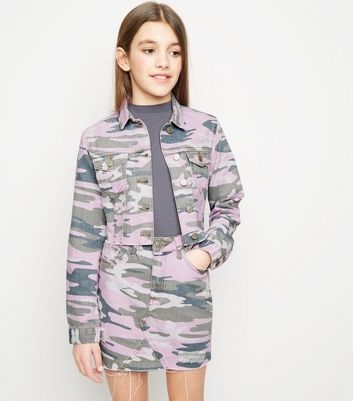 Girls Lilac Camo Denim Jacket