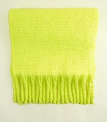 Green Neon Longline Bouclé Scarf