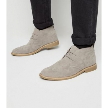 Pale Grey Suedette Desert Boots