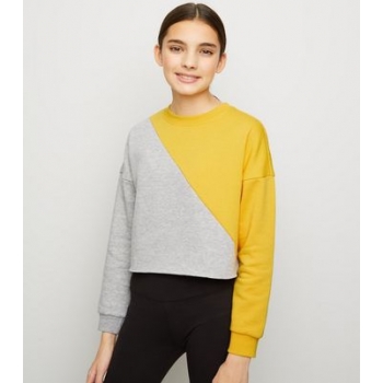 Girls Yellow Diagonal Colour Block Sweatshirt