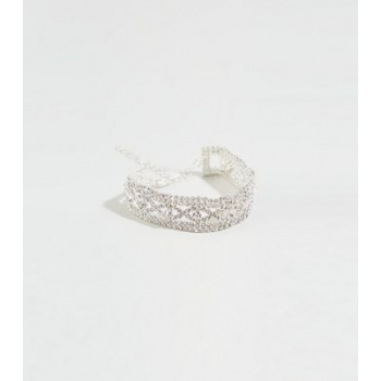 Petite Silver Premium Diamanté Criss Cross Bracelet