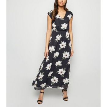 Mela Black Floral Mesh Maxi Dress