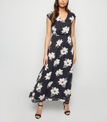 Mela Black Floral Mesh Maxi Dress