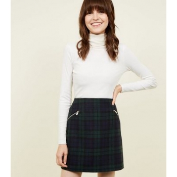 Dark Green Brushed Check Mini Skirt