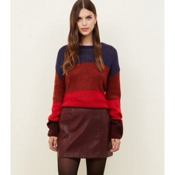 Burgundy Leather-Look Mini Skirt