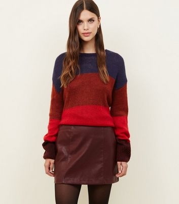 Burgundy Leather-Look Mini Skirt