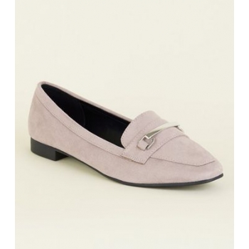 Wide Fit Lilac Matte Suedette Panelled Loafers