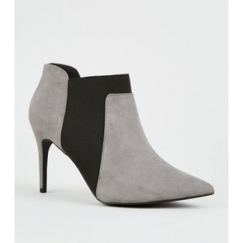 Grey Suedette Stiletto Chelsea Shoe Boots