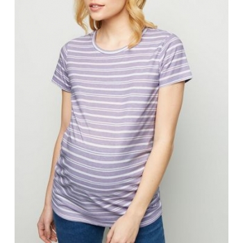 Maternity Purple Stripe Short Sleeve T-Shirt