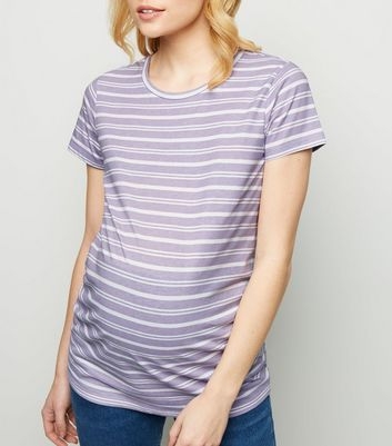 Maternity Purple Stripe Short Sleeve T-Shirt