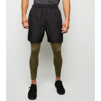 Khaki Sports Stretch Running Tights